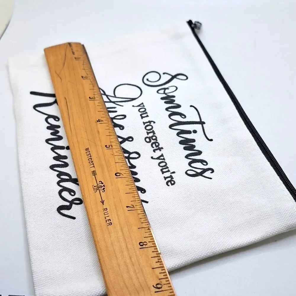 cotton motivational saying cosmetic bag travel case